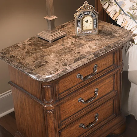 3-Drawer Nightstand w/ Marble Top